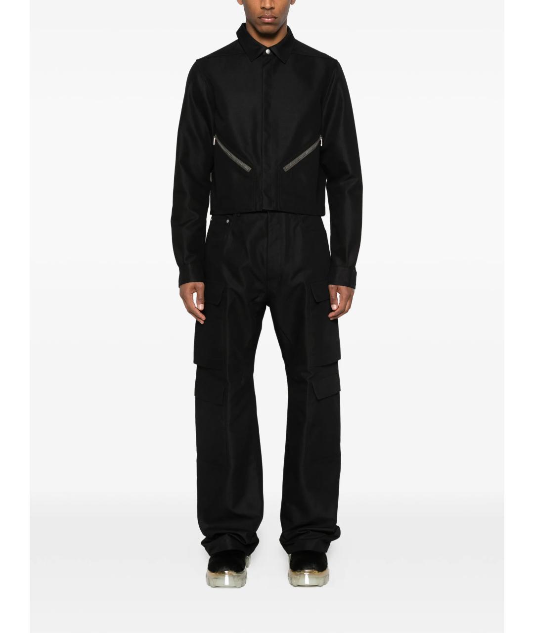 RICK OWENS Черные хлопковые повседневные брюки, фото 2