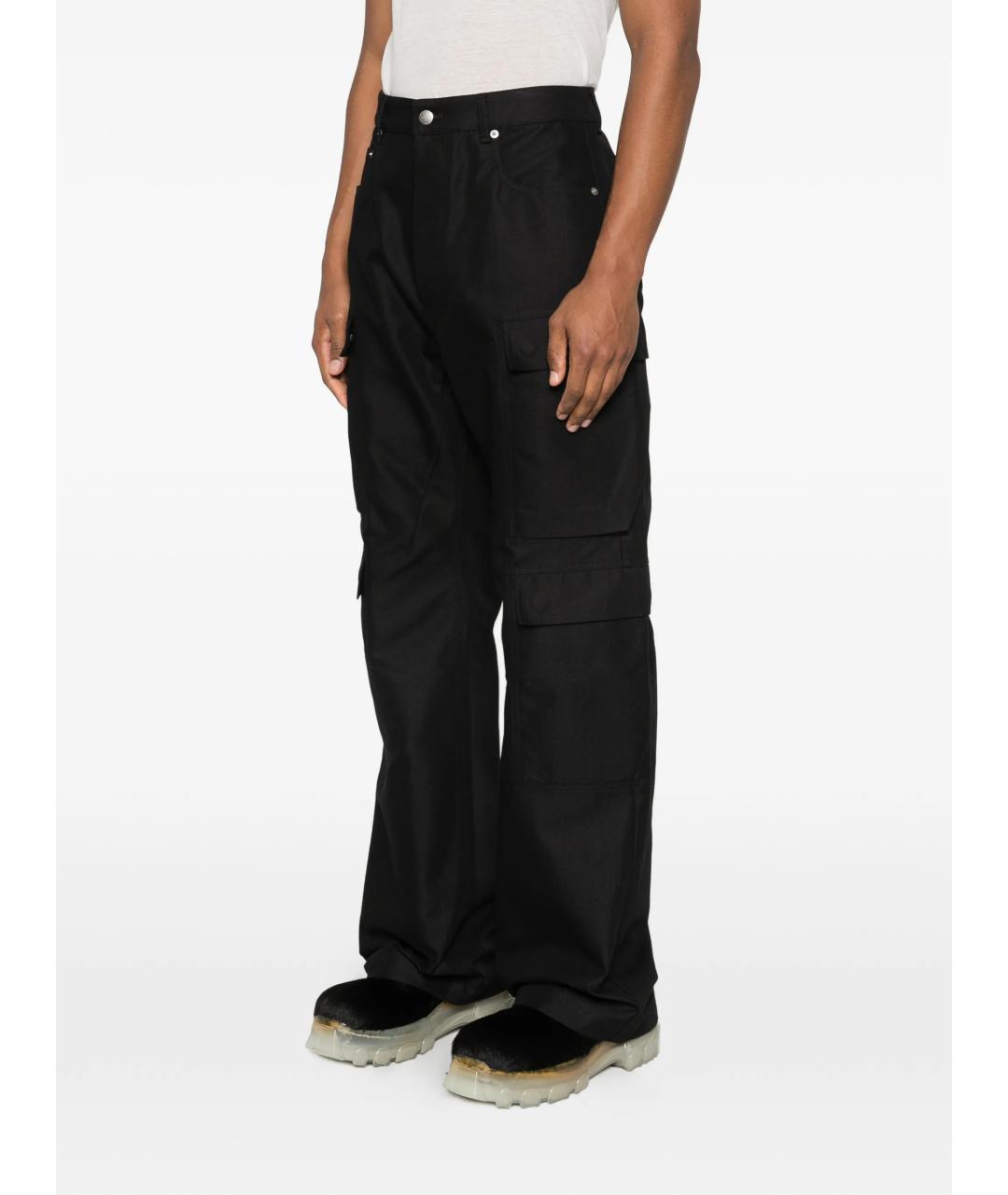 RICK OWENS Черные хлопковые повседневные брюки, фото 3