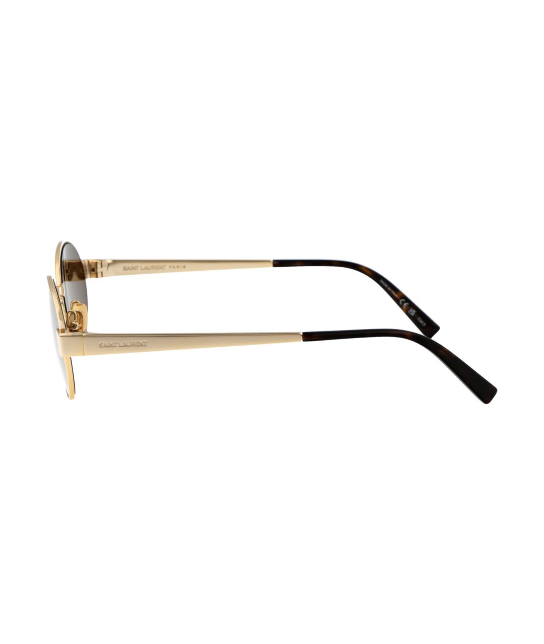 SAINT LAURENT Золотые металлические солнцезащитные очки, фото 3