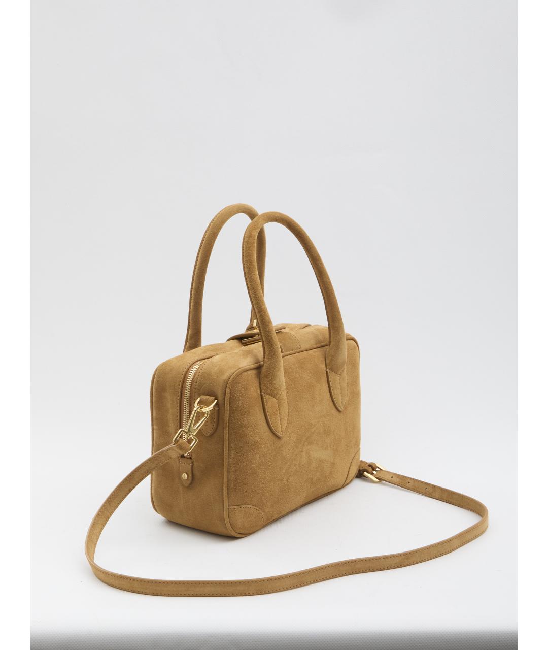 GOLDEN GOOSE DELUXE BRAND Коричневая замшевая сумка с короткими ручками, фото 2