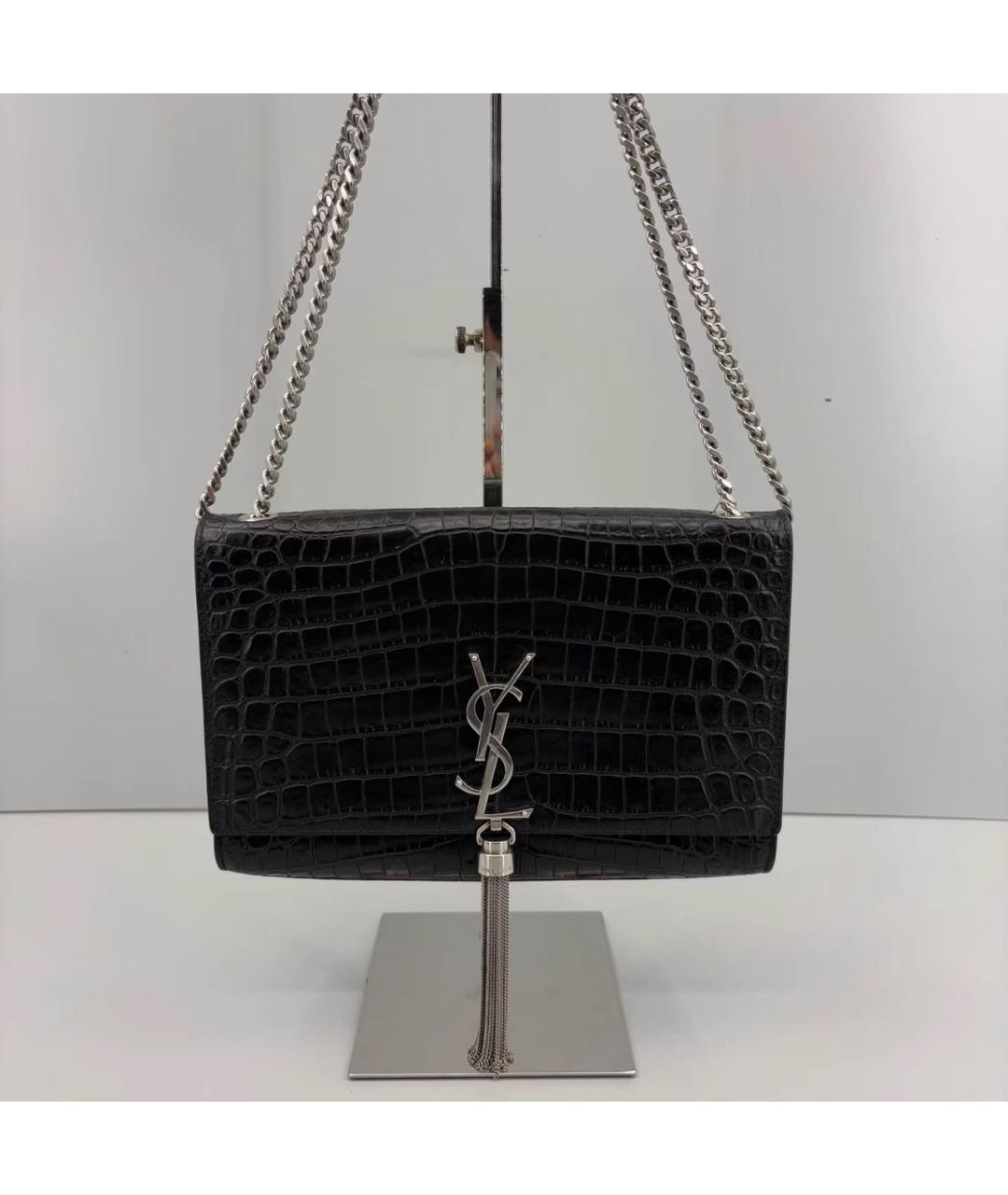 SAINT LAURENT Черная кожаная сумка через плечо, фото 9