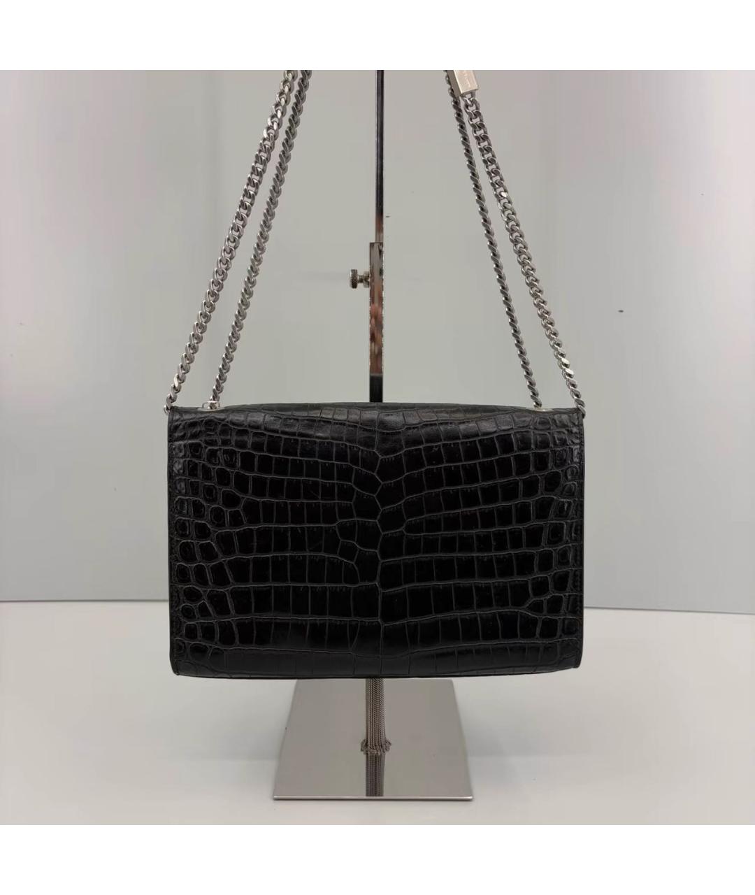 SAINT LAURENT Черная кожаная сумка через плечо, фото 2