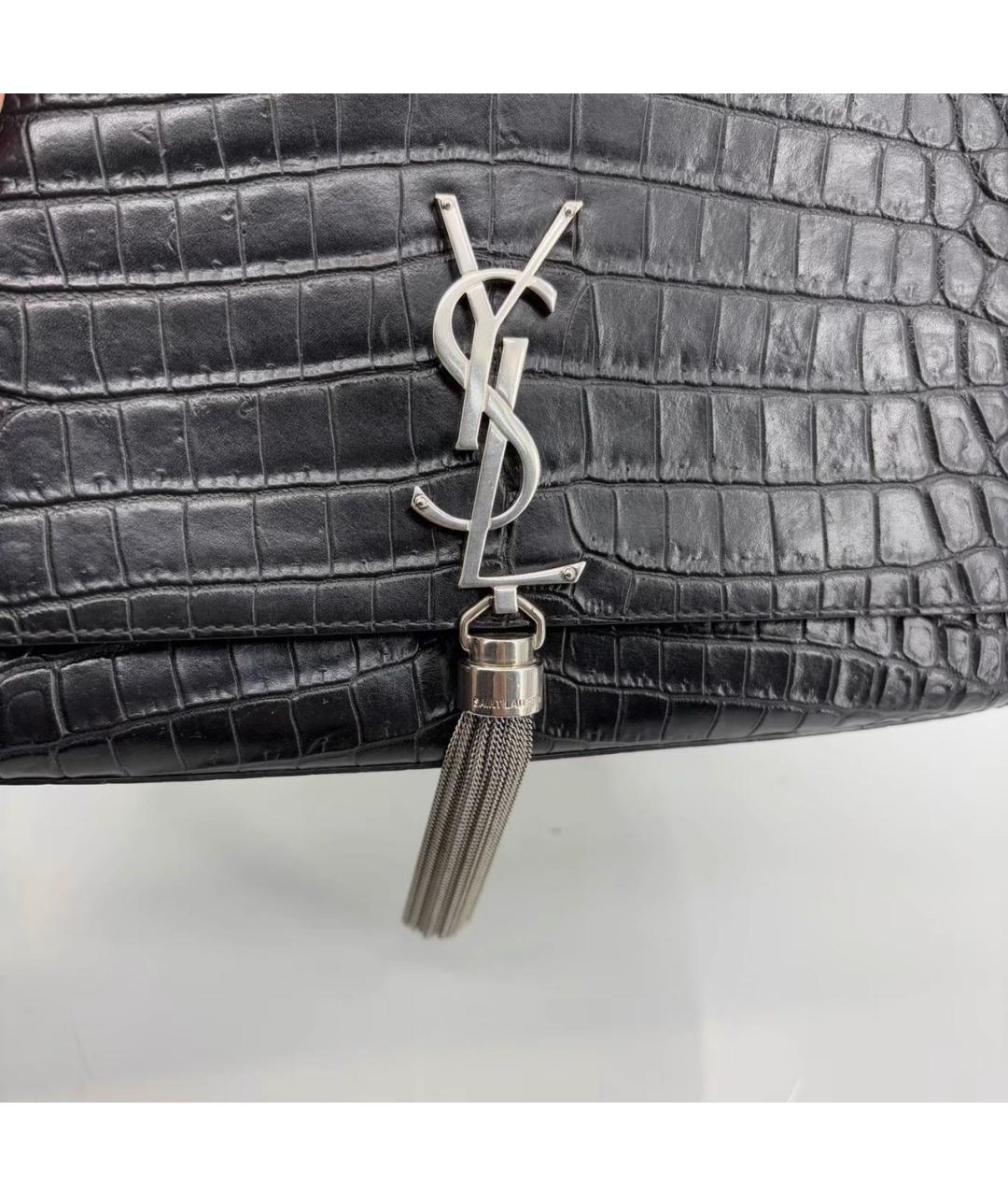 SAINT LAURENT Черная кожаная сумка через плечо, фото 7