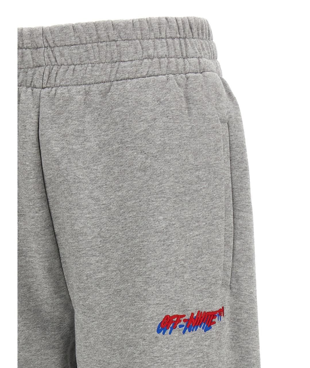 OFF-WHITE Серые хлопковые прямые брюки, фото 5