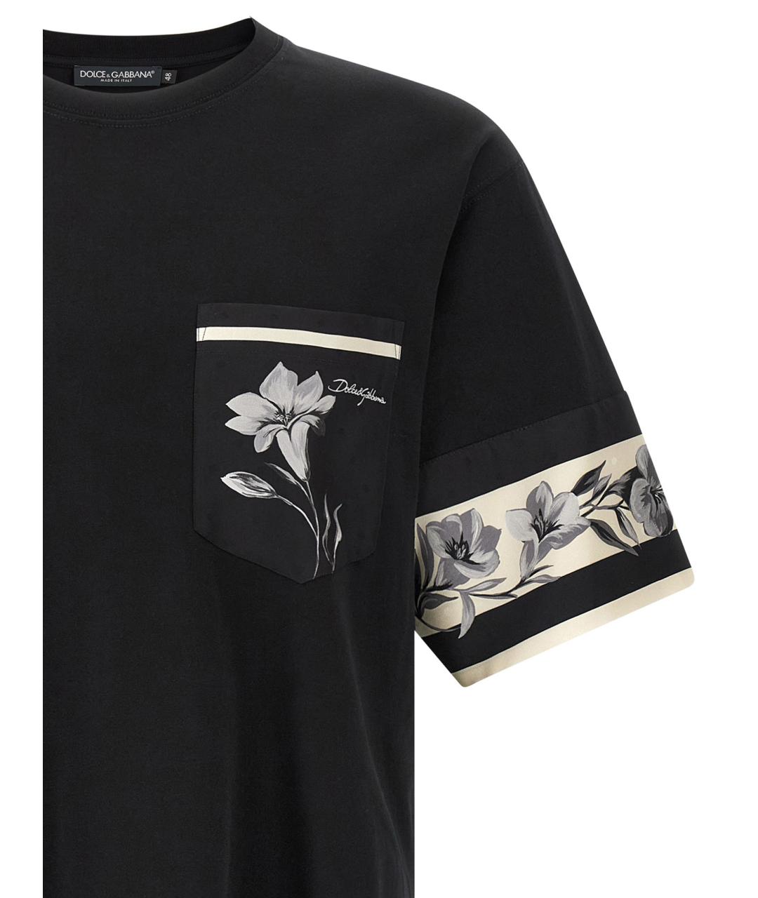 DOLCE&GABBANA Черная хлопковая футболка, фото 3