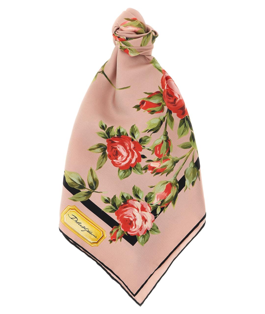 DOLCE&GABBANA Розовый шелковый шарф, фото 1