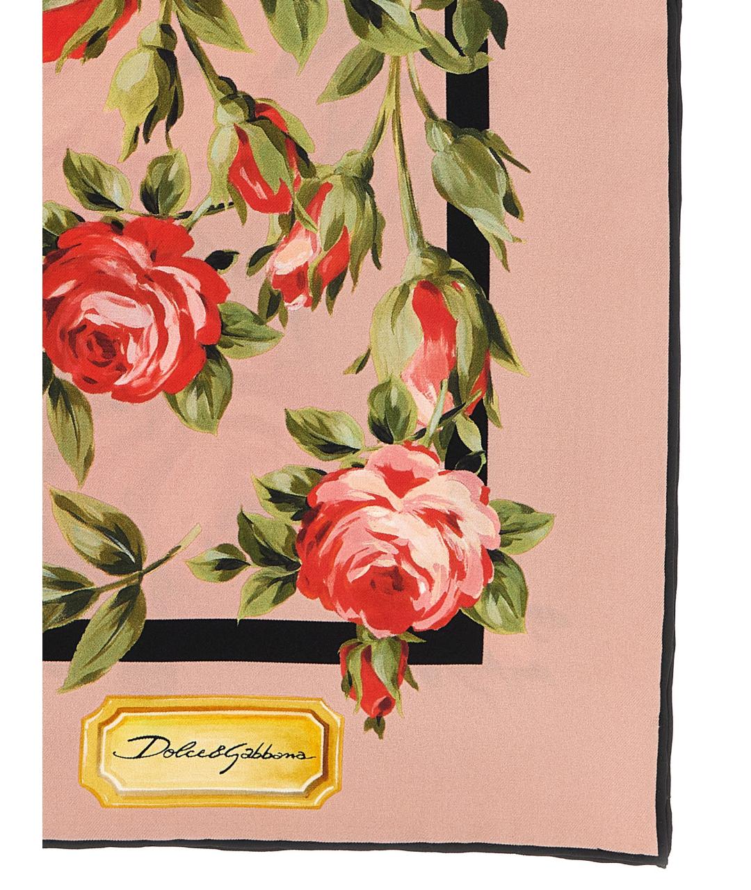 DOLCE&GABBANA Розовый шелковый шарф, фото 2
