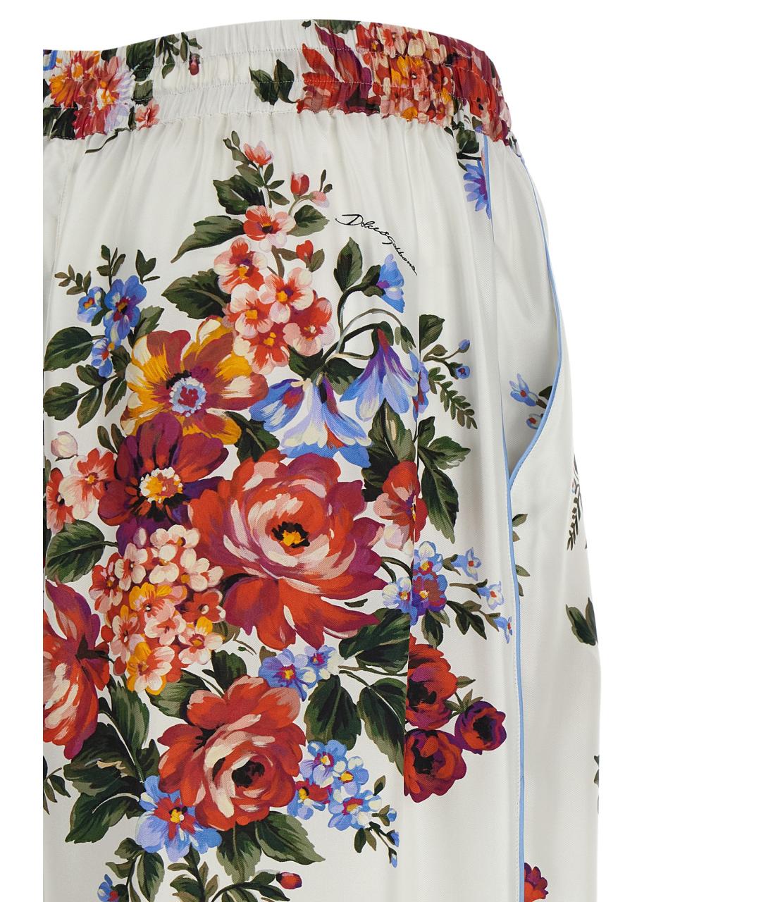 DOLCE&GABBANA Мульти шелковые прямые брюки, фото 4