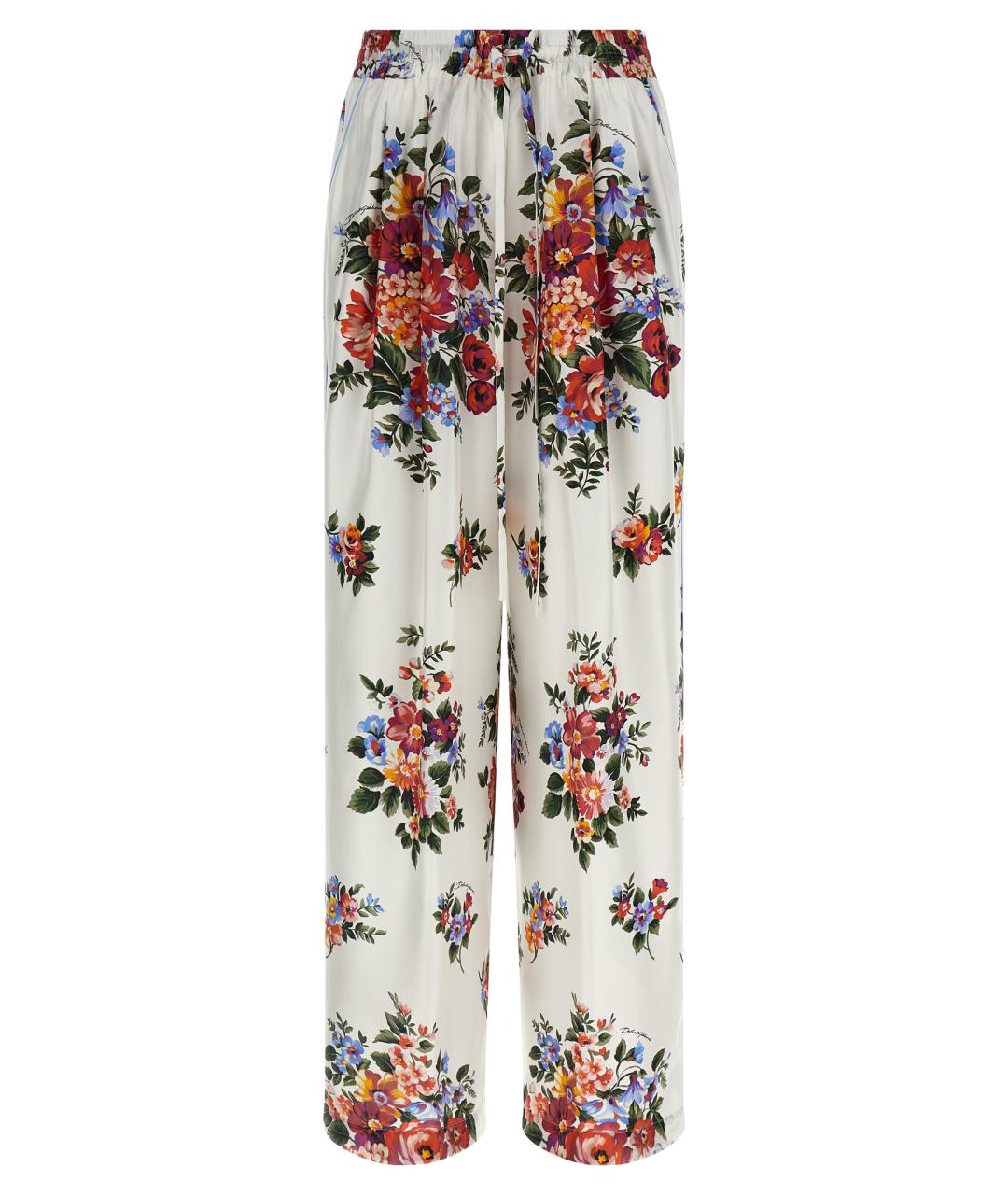 DOLCE&GABBANA Мульти шелковые прямые брюки, фото 1