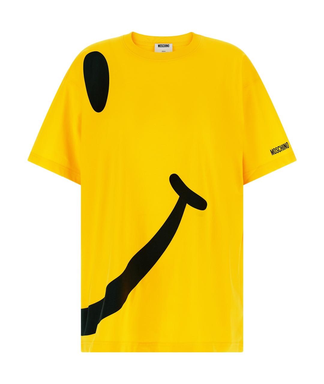 MOSCHINO Желтая хлопковая футболка, фото 1