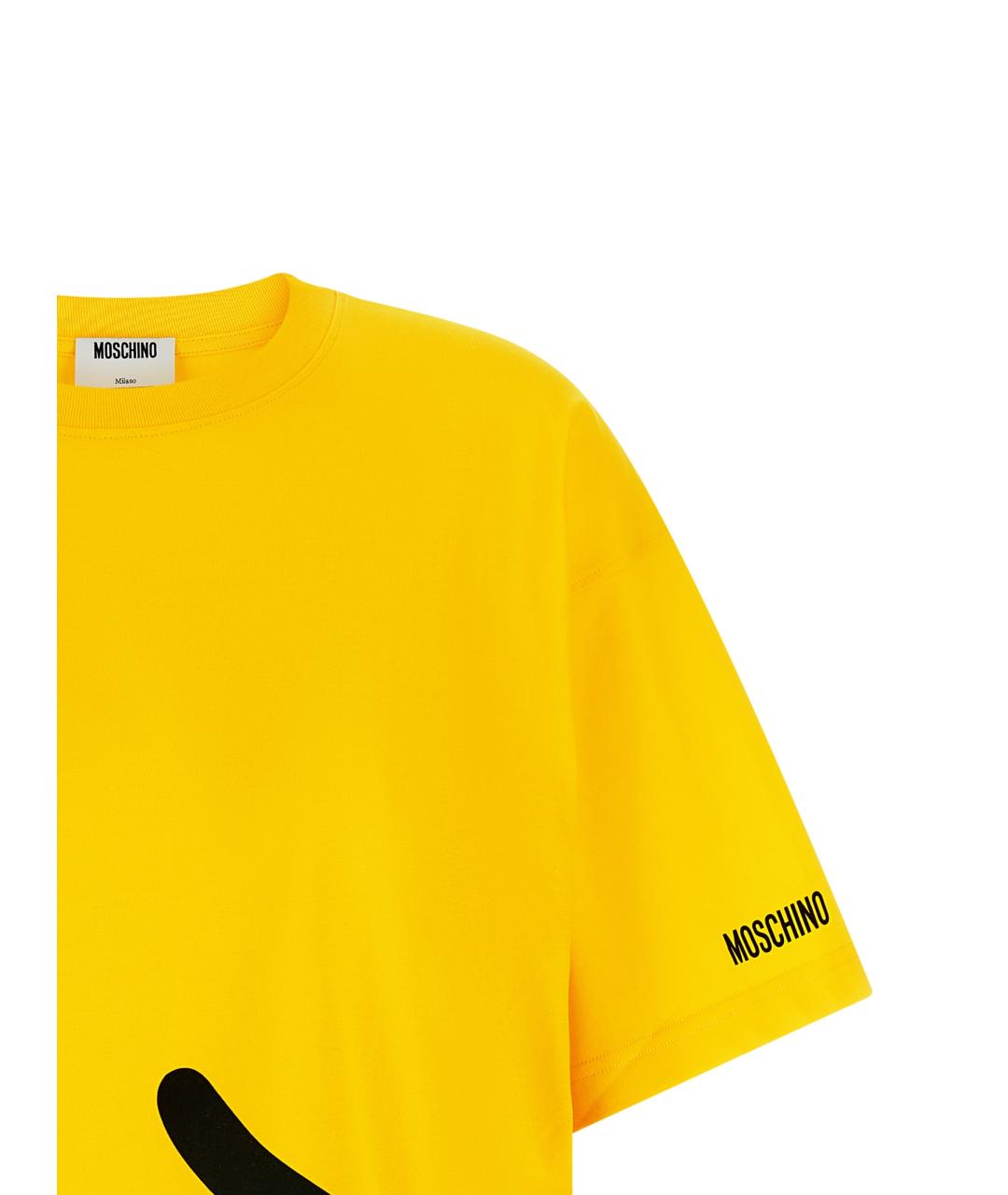 MOSCHINO Желтая хлопковая футболка, фото 3