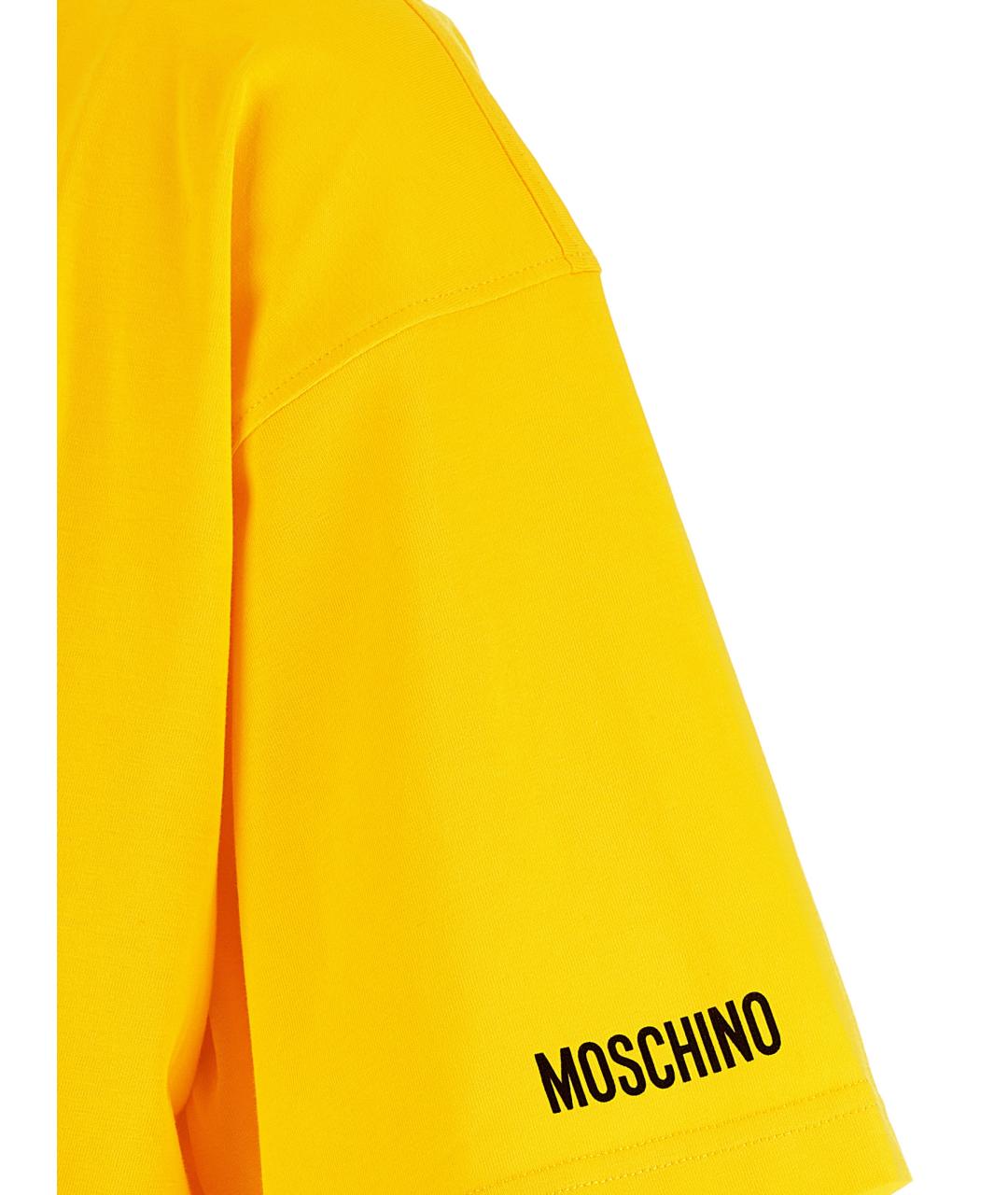 MOSCHINO Желтая хлопковая футболка, фото 4