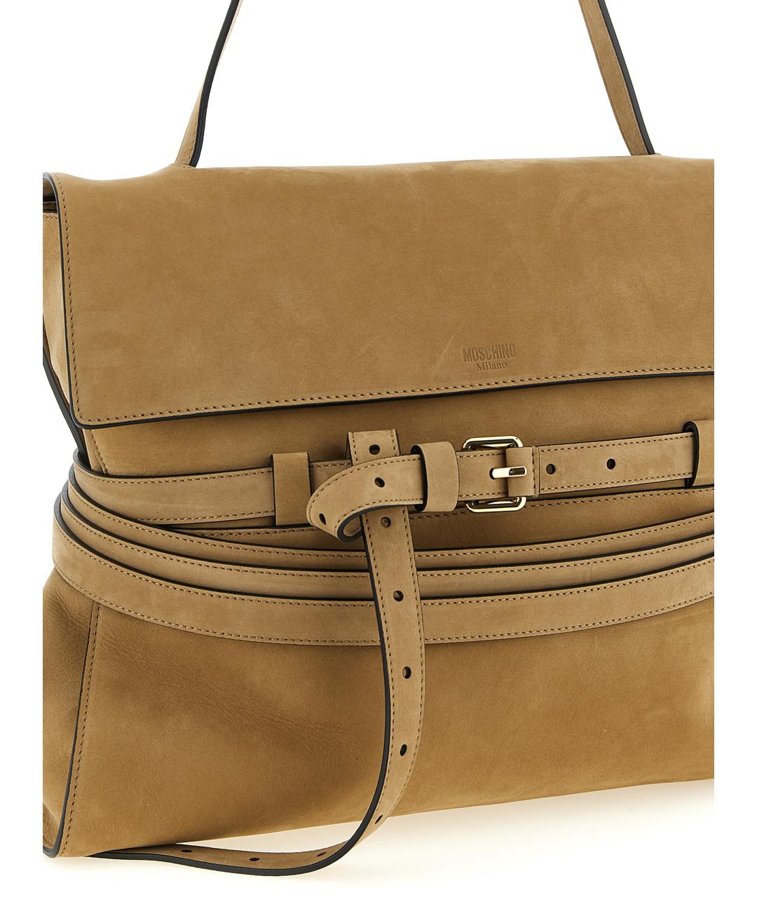 MOSCHINO Бежевая замшевая сумка через плечо, фото 3