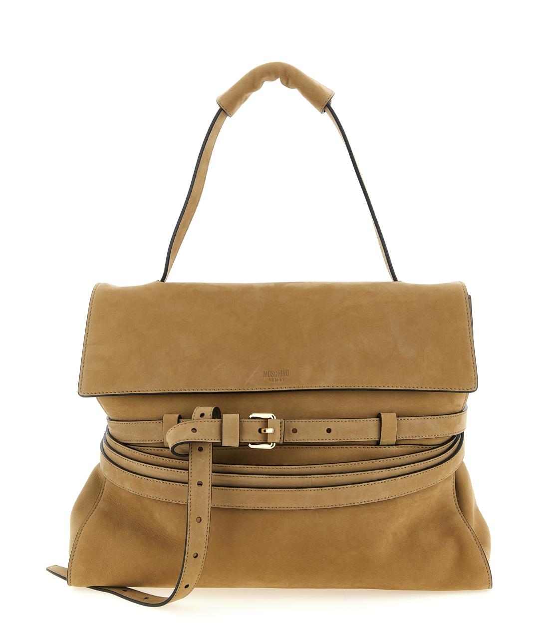 MOSCHINO Бежевая замшевая сумка через плечо, фото 1