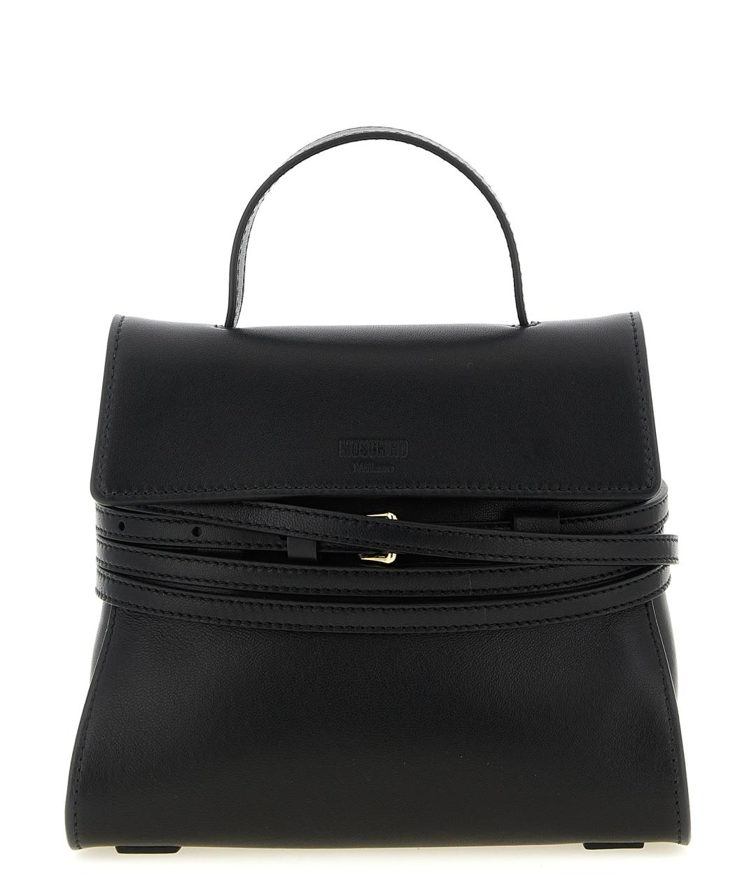 MOSCHINO Черная кожаная сумка с короткими ручками, фото 1