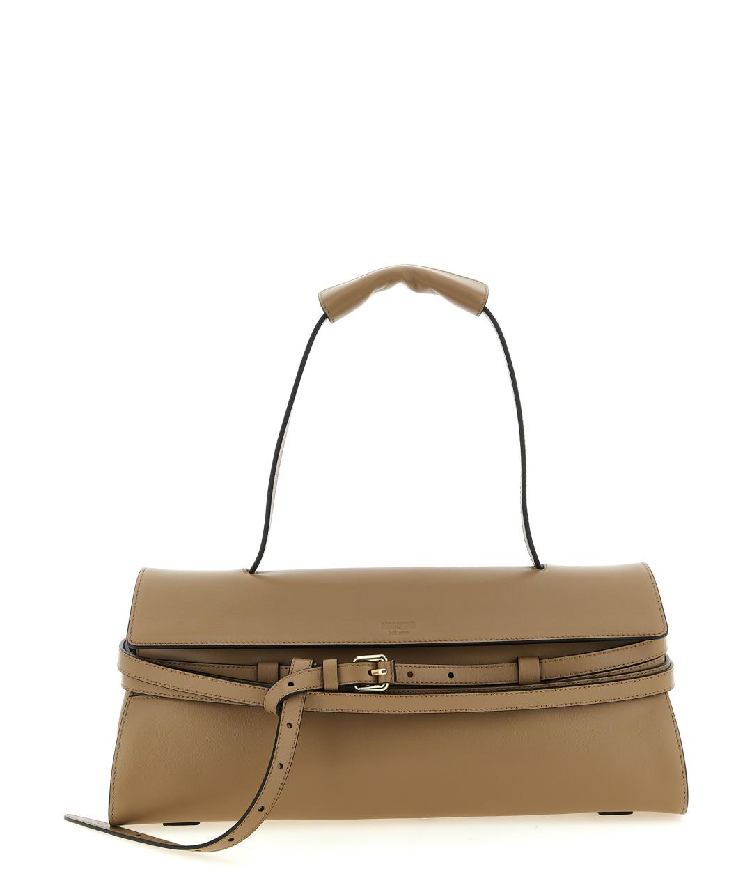 MOSCHINO Бежевая кожаная сумка через плечо, фото 1