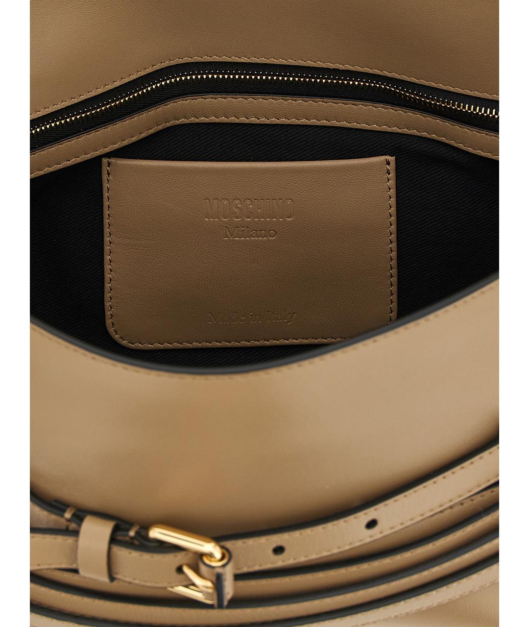 MOSCHINO Бежевая кожаная сумка через плечо, фото 4