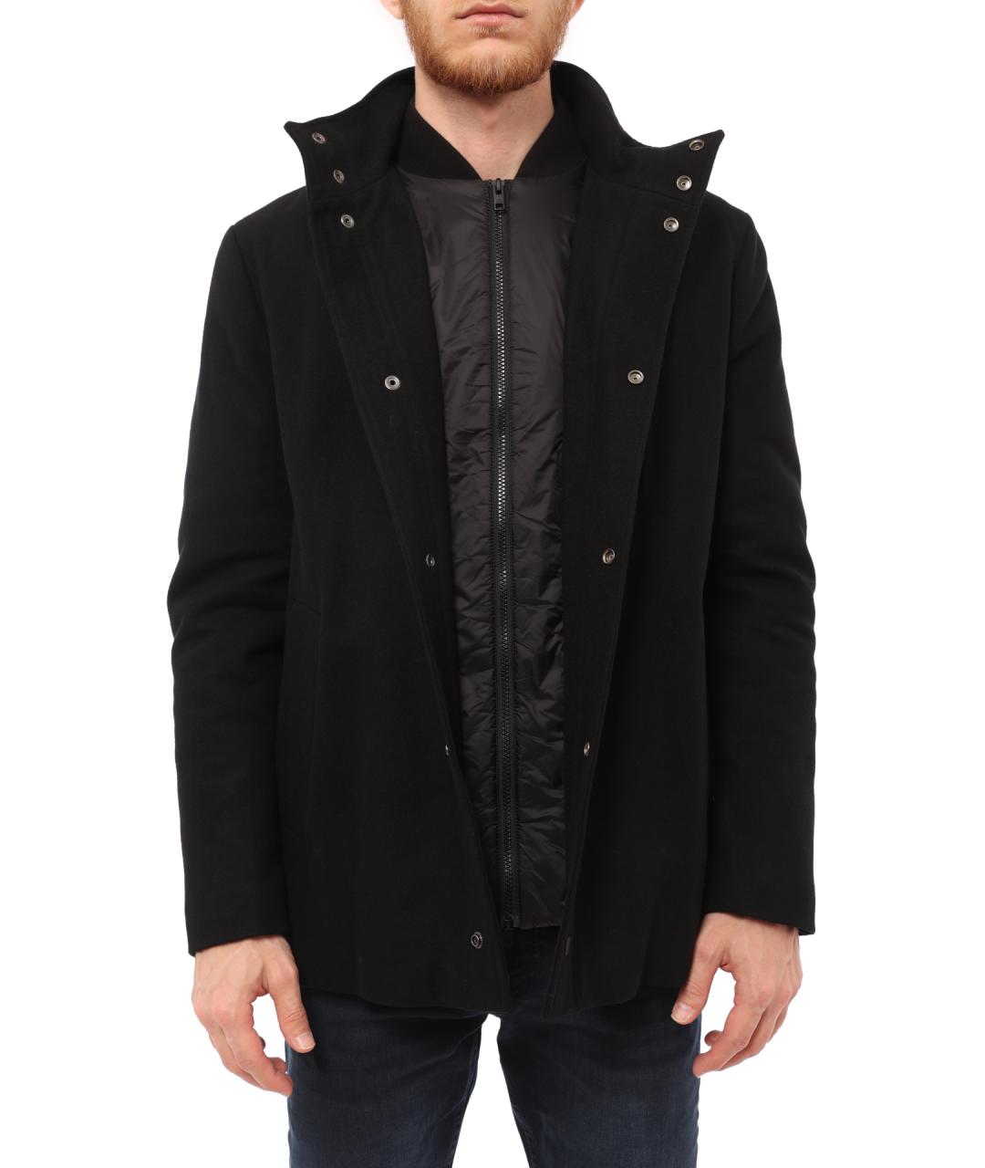 CALVIN KLEIN Черное полиэстеровое пальто, фото 5