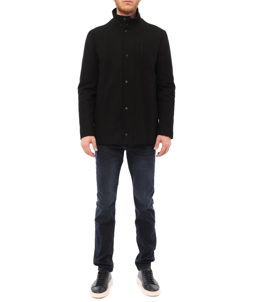 CALVIN KLEIN Черное полиэстеровое пальто, фото 6