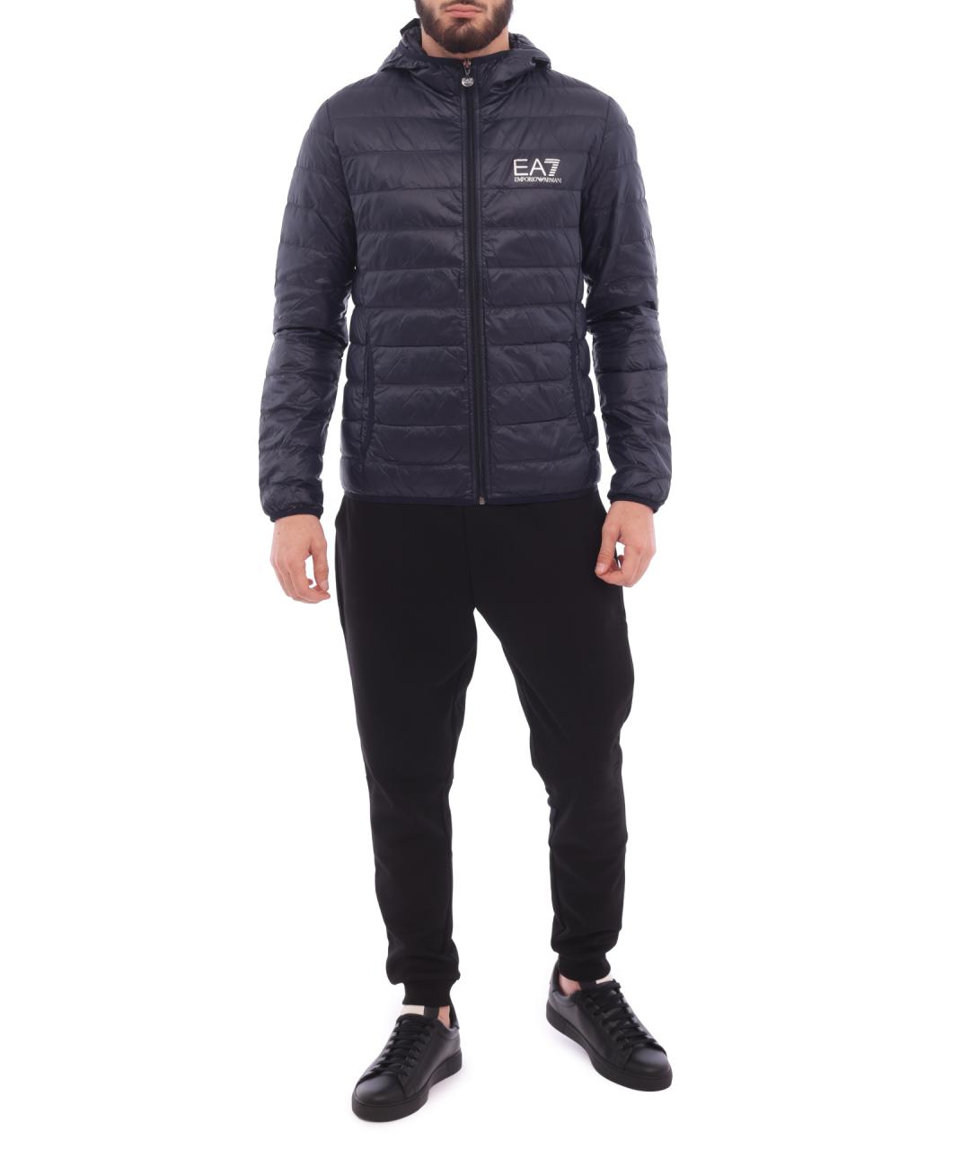EA7 Синяя полиамидовая куртка, фото 5