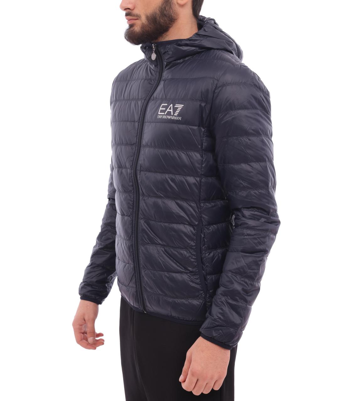 EA7 Синяя полиамидовая куртка, фото 4