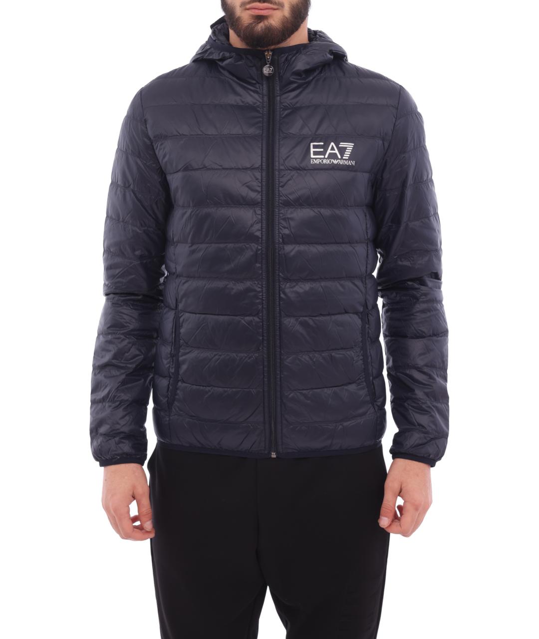 EA7 Синяя полиамидовая куртка, фото 1