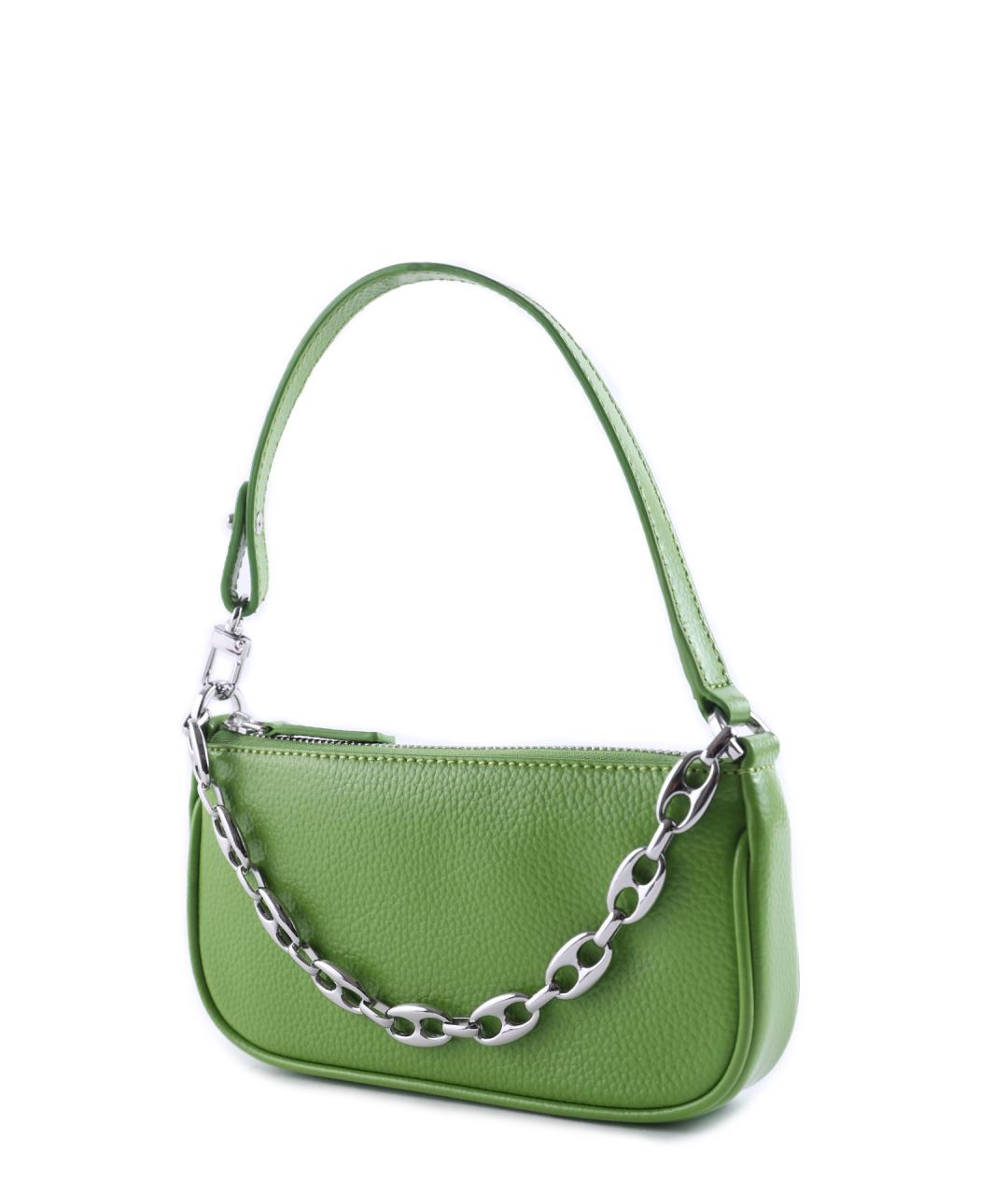 BY FAR Зеленая кожаная сумка через плечо, фото 5