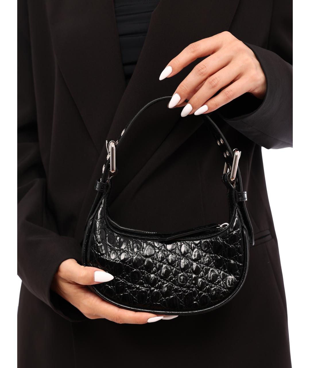 BY FAR Черная кожаная сумка через плечо, фото 5