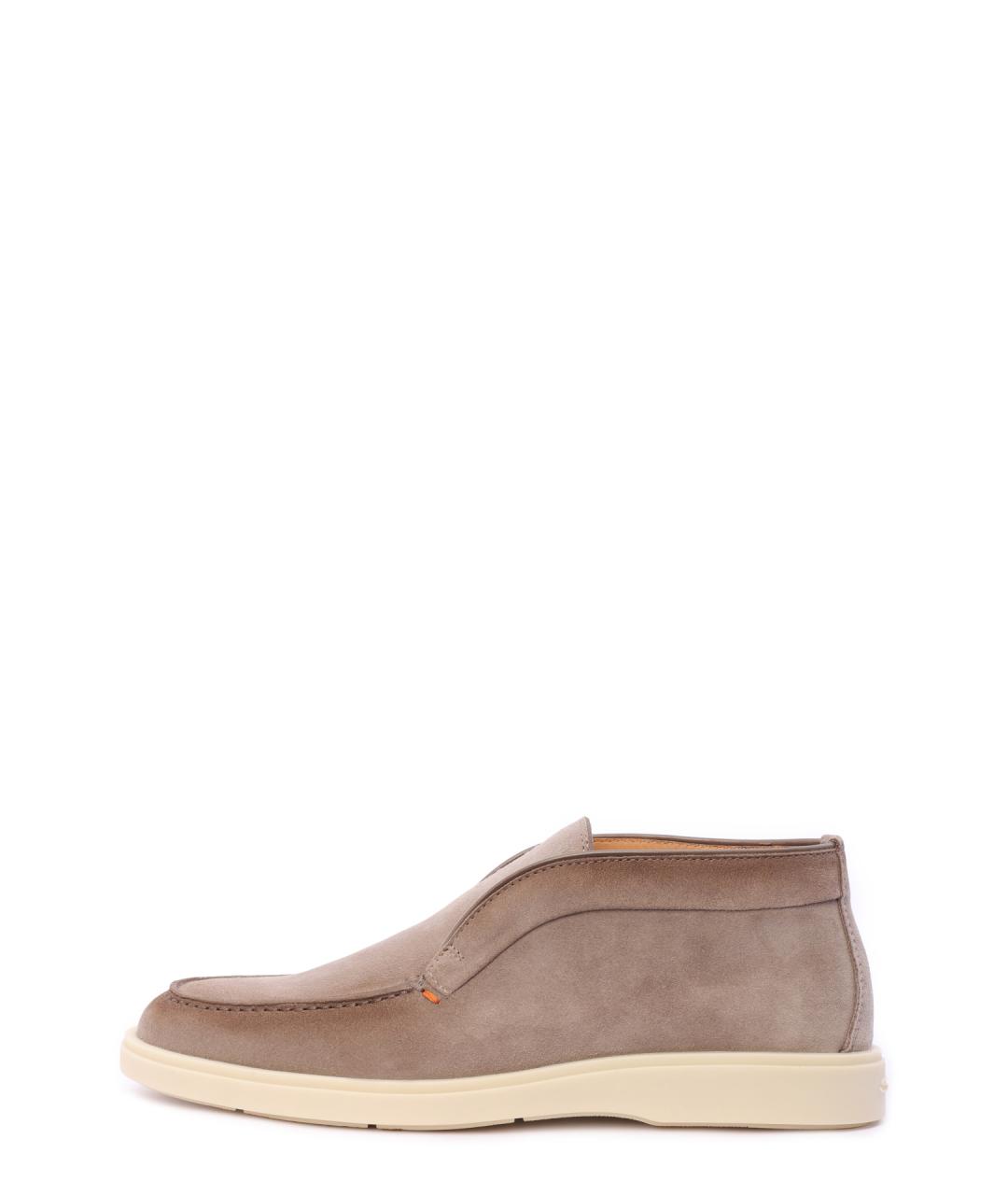 SANTONI Бежевые замшевые лоферы, фото 7