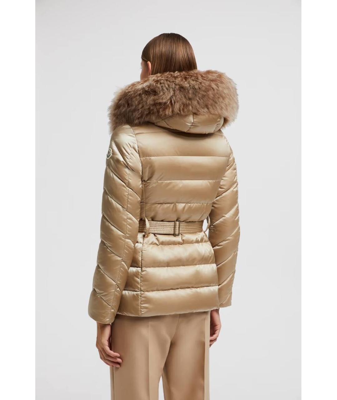 MONCLER Золотой полиамидовый пуховик, фото 2