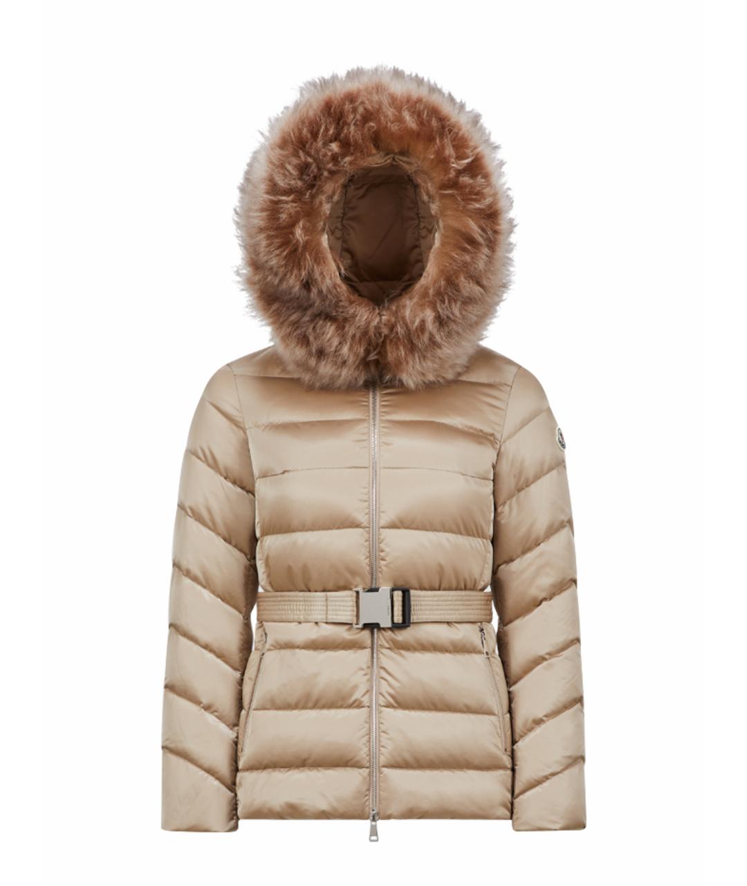 MONCLER Золотой полиамидовый пуховик, фото 1