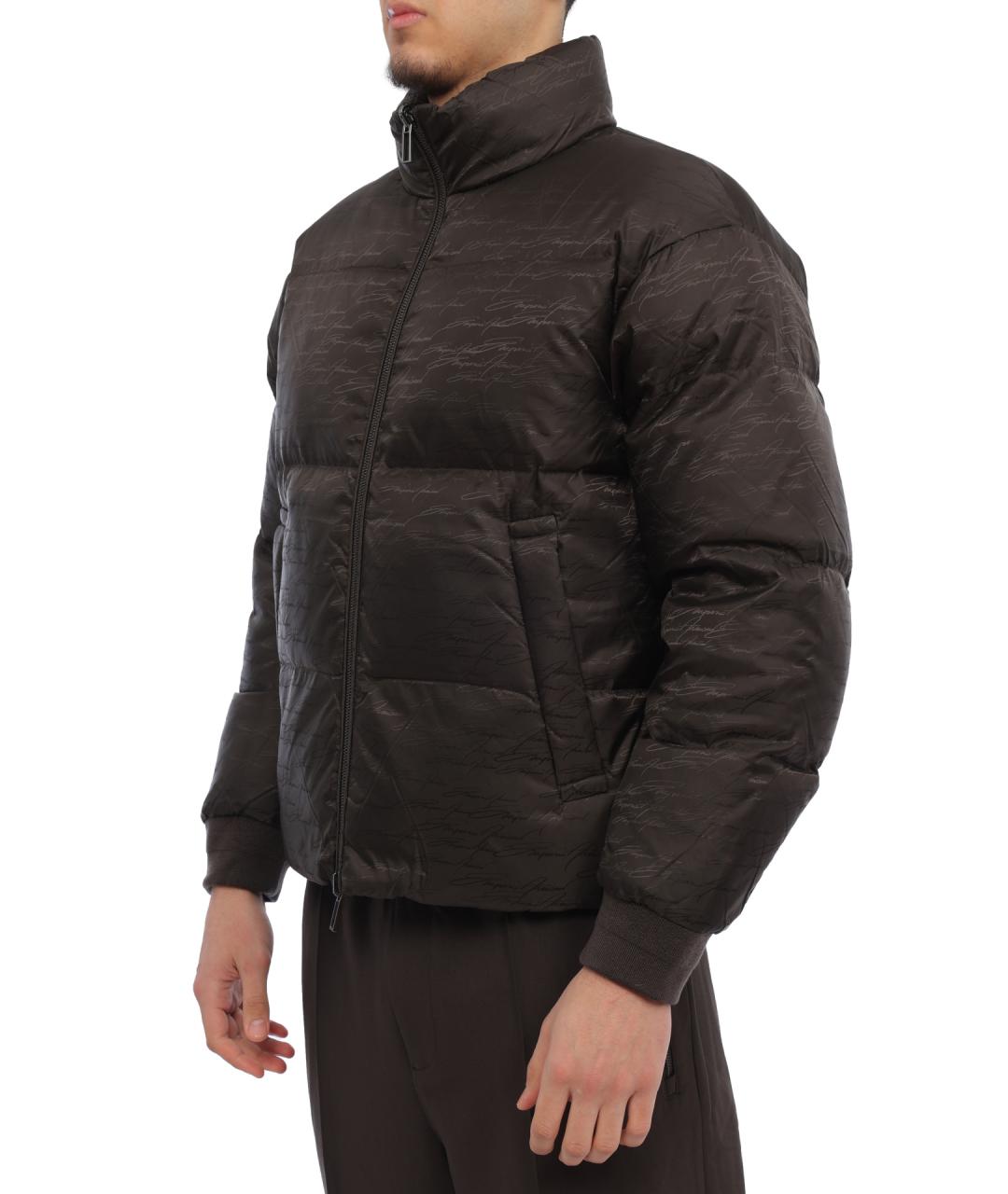 EMPORIO ARMANI Коричневый полиамидовый пуховик, фото 3