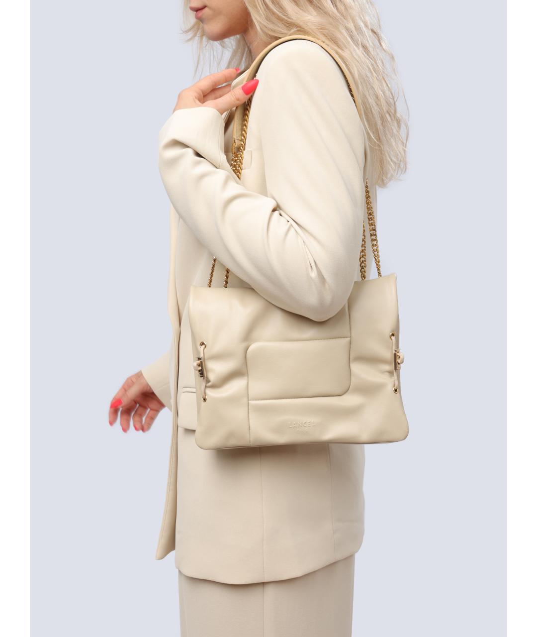 LANCEL Белая кожаная сумка через плечо, фото 2