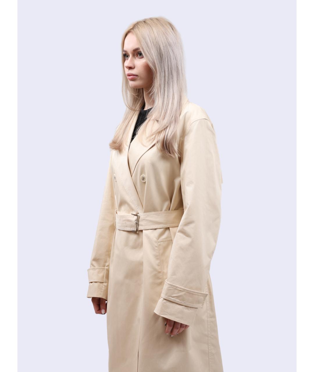 CALVIN KLEIN Бежевый хлопковый тренч/плащ, фото 2