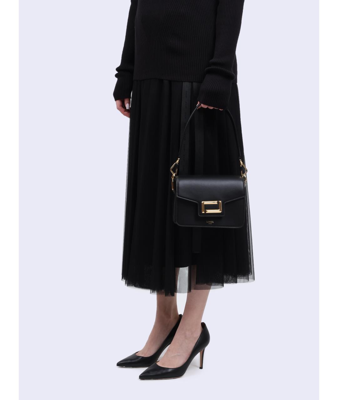 LANCEL Черная кожаная сумка через плечо, фото 6