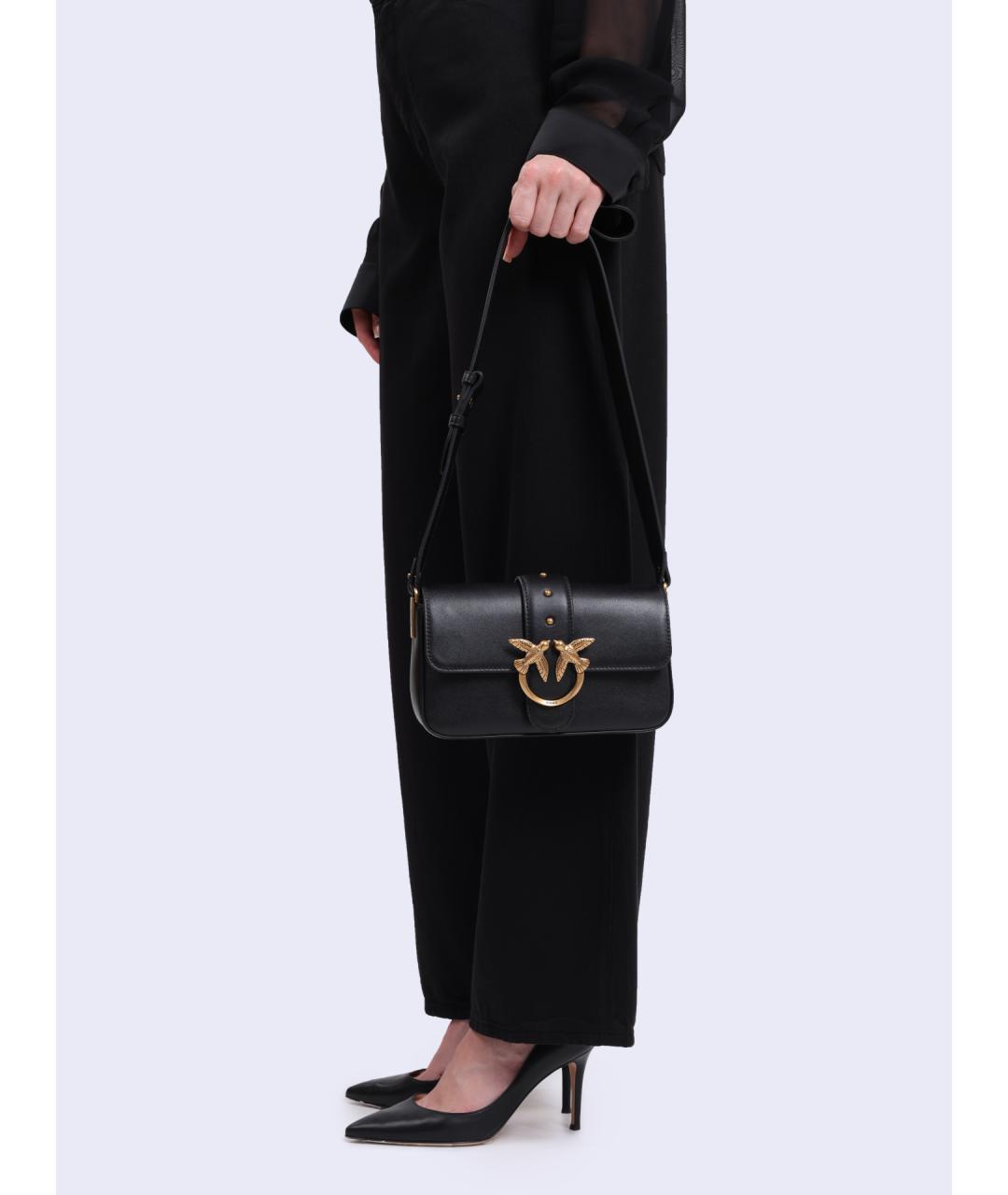 PINKO Черная кожаная сумка через плечо, фото 3