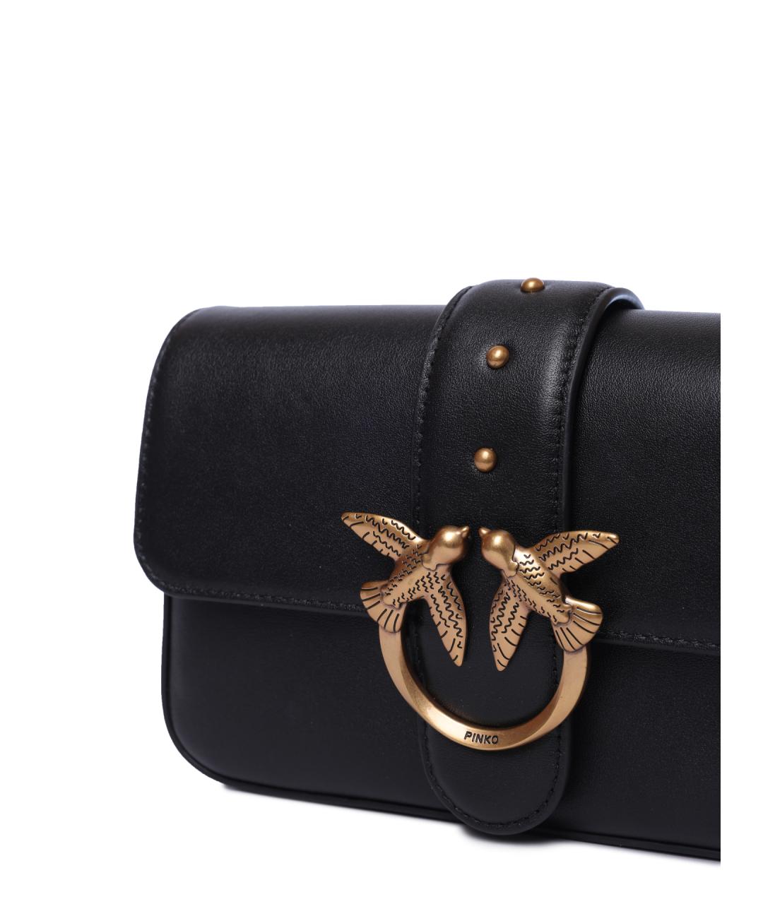 PINKO Черная кожаная сумка через плечо, фото 5