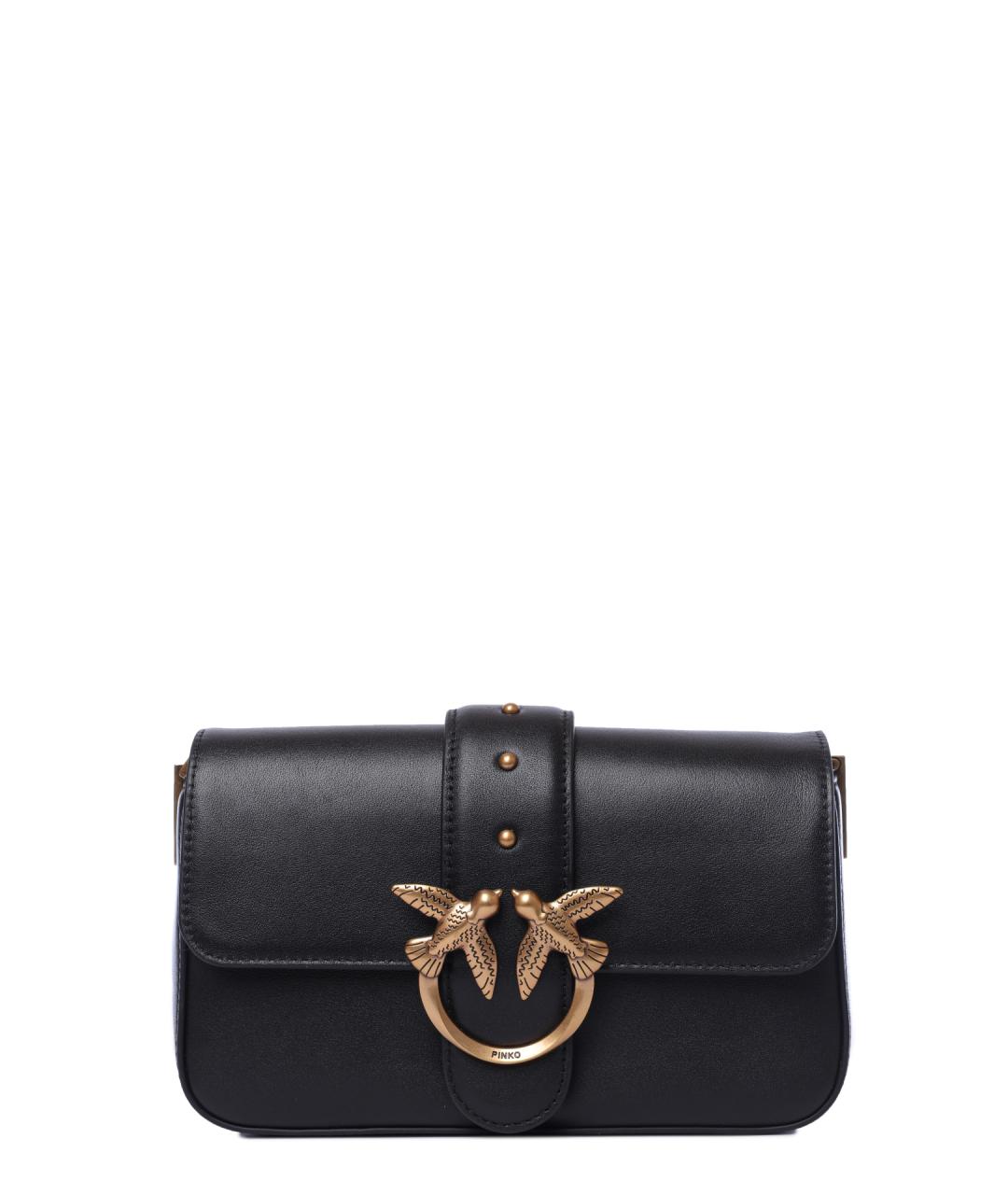 PINKO Черная кожаная сумка через плечо, фото 1