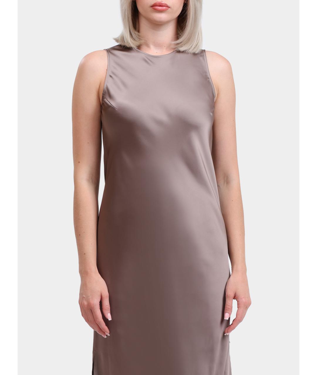 HERNO Коричневое атласное повседневное платье, фото 2