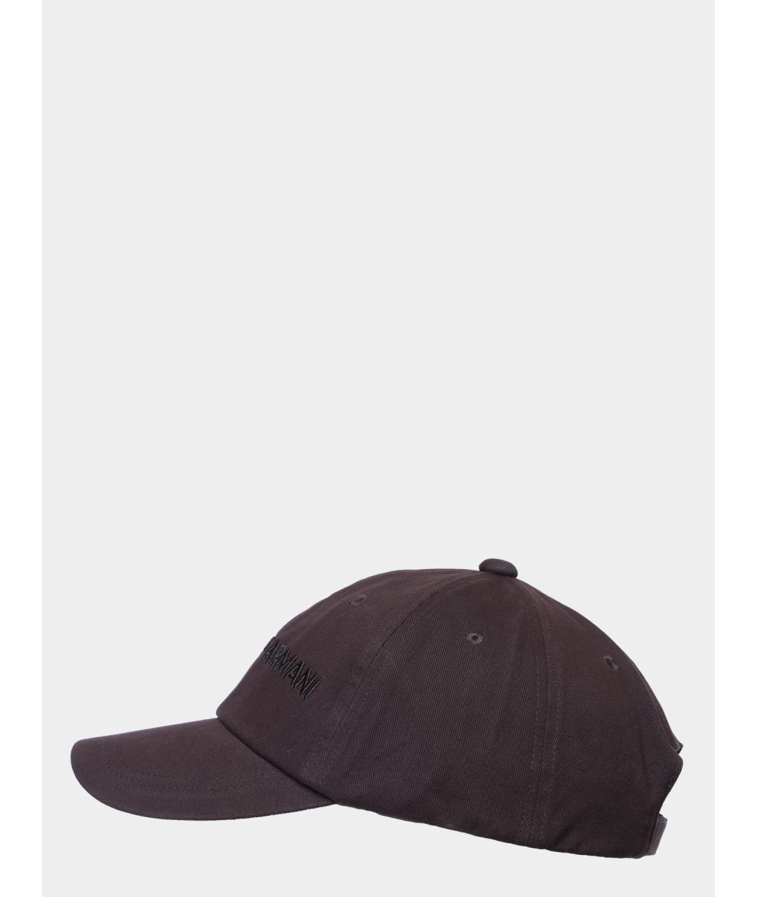EMPORIO ARMANI Коричневая хлопковая кепка/бейсболка, фото 2