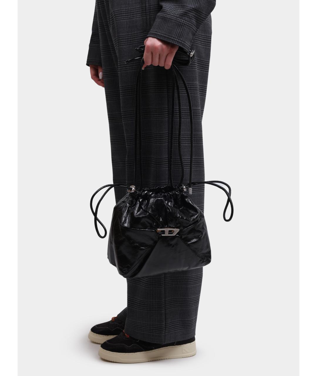 DIESEL Черная кожаная сумка через плечо, фото 5