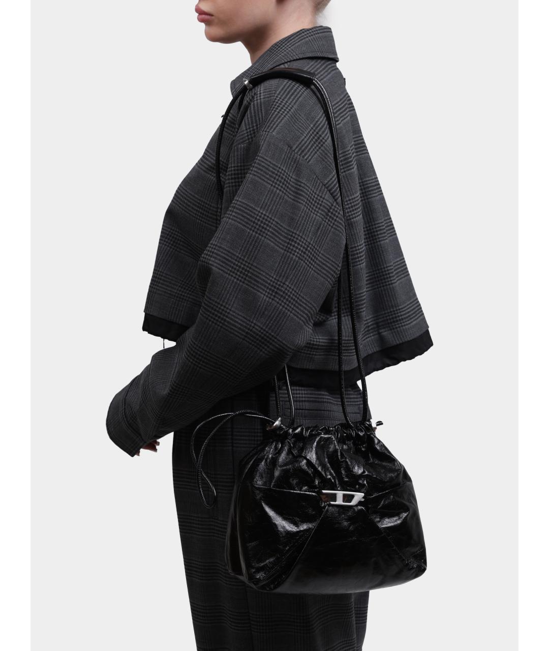 DIESEL Черная кожаная сумка через плечо, фото 6