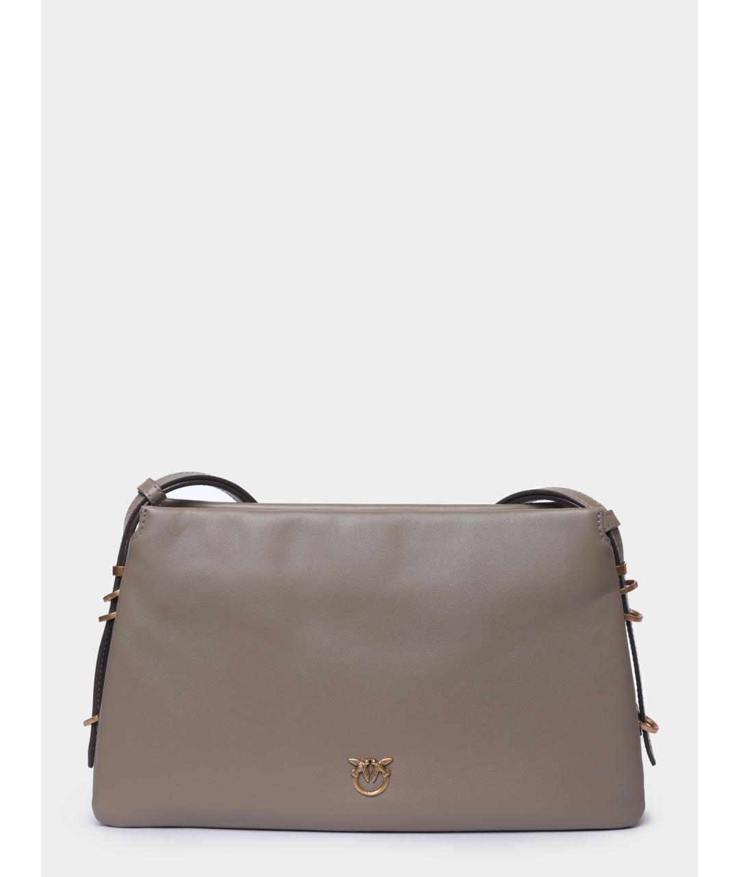 PINKO Бежевая кожаная сумка через плечо, фото 2