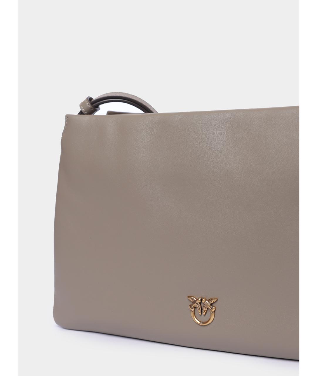 PINKO Бежевая кожаная сумка через плечо, фото 4