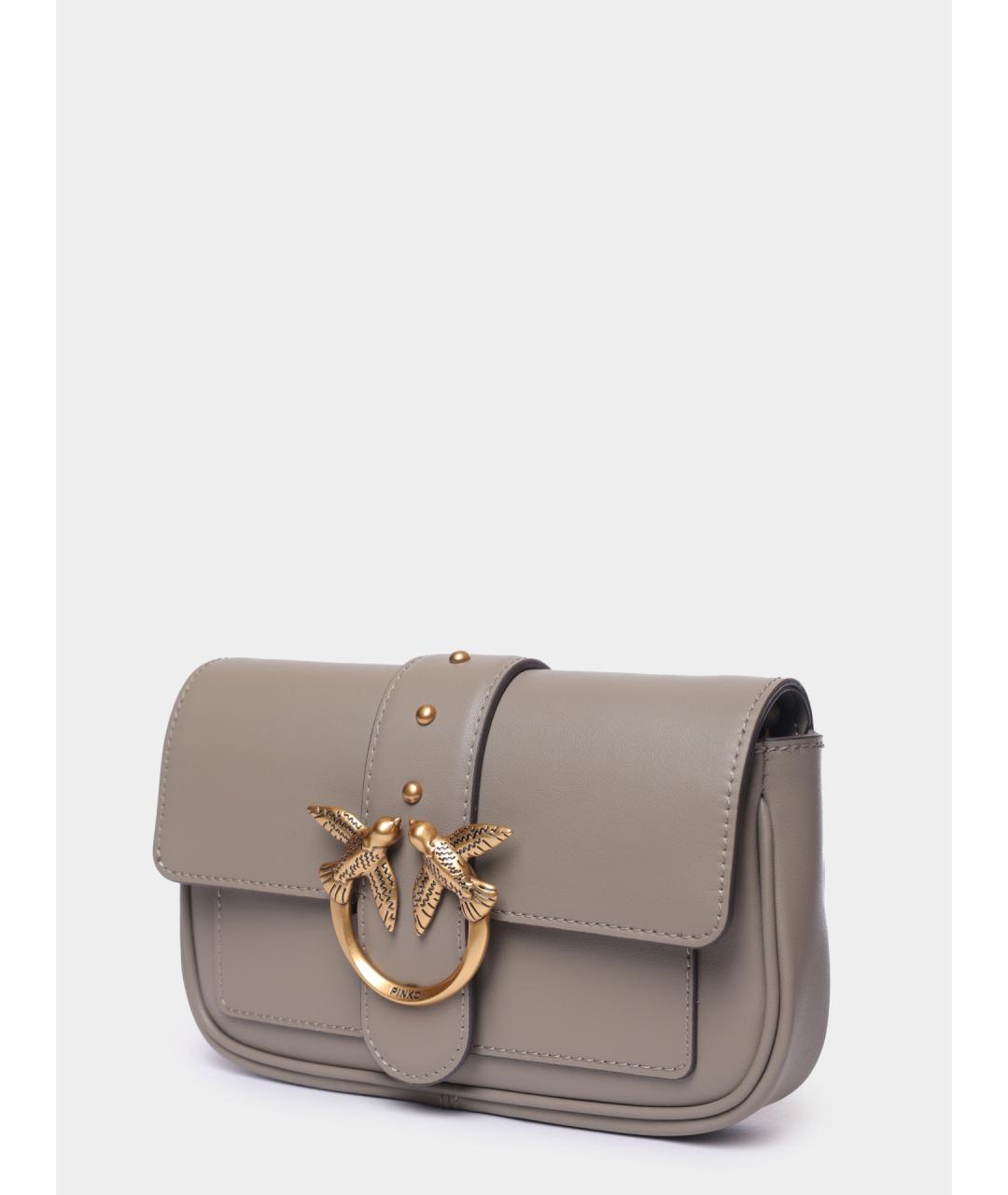 PINKO Серая кожаная сумка через плечо, фото 2