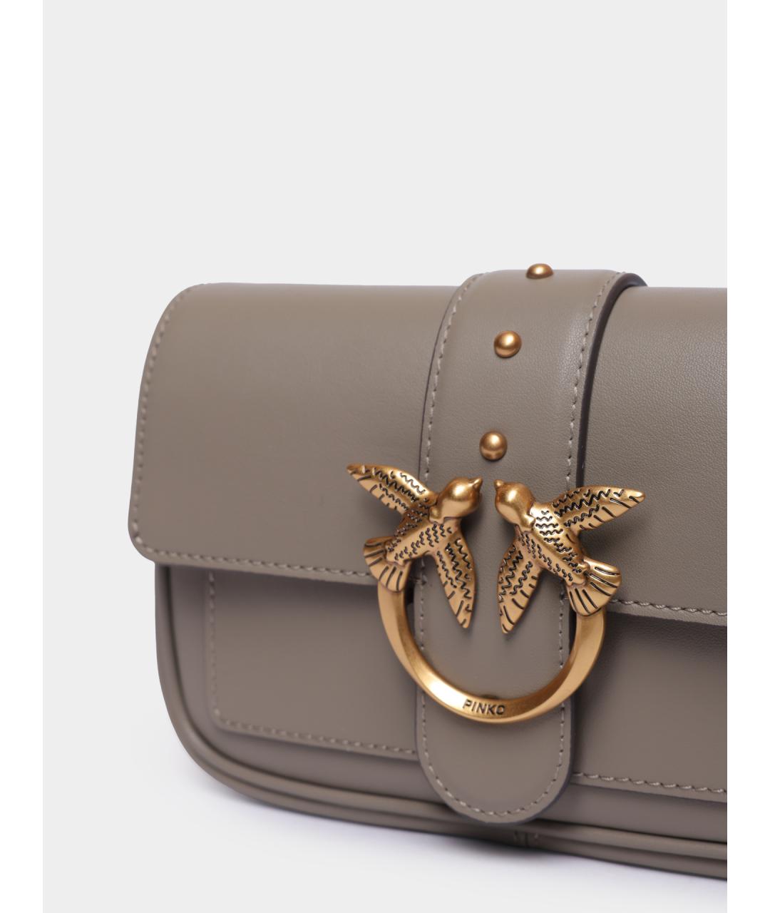 PINKO Серая кожаная сумка через плечо, фото 3