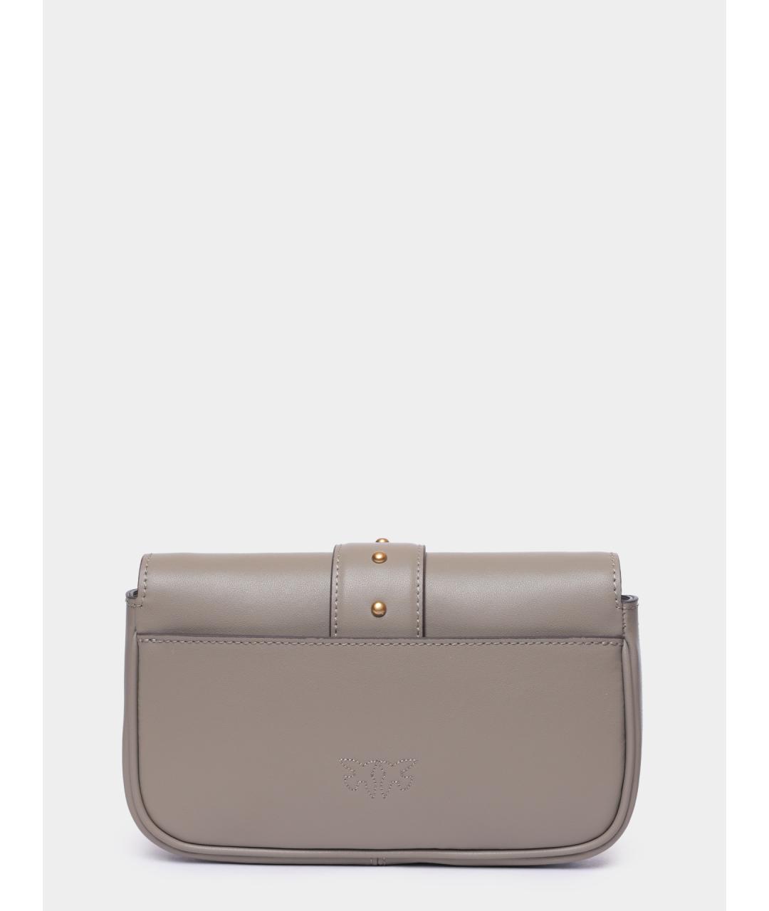 PINKO Серая кожаная сумка через плечо, фото 4