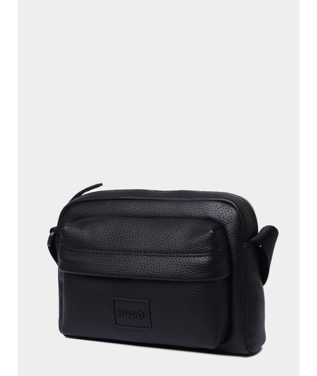 HUGO Черная сумка на плечо из искусственной кожи, фото 4
