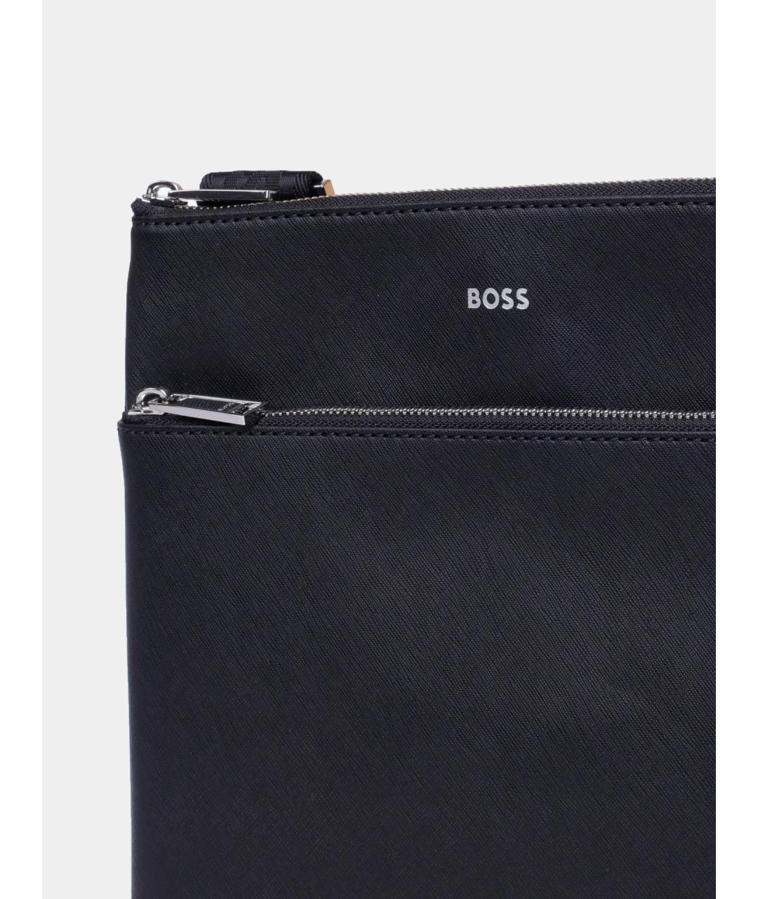 HUGO BOSS Черная кожаная сумка на плечо, фото 3