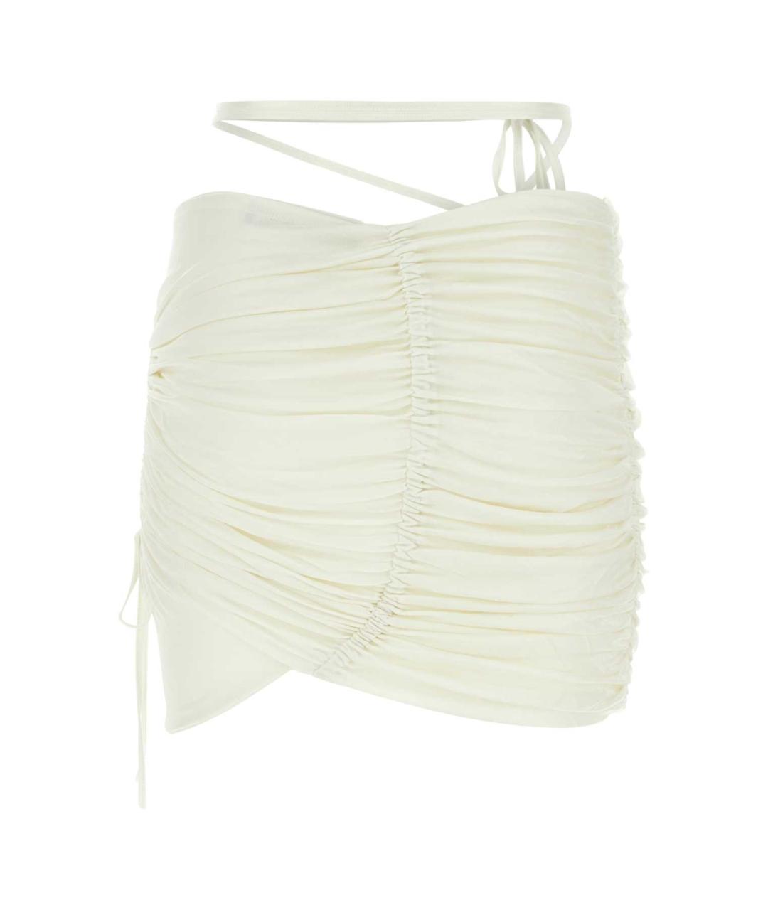 ANDREADAMO Белая вискозная юбка мини, фото 2